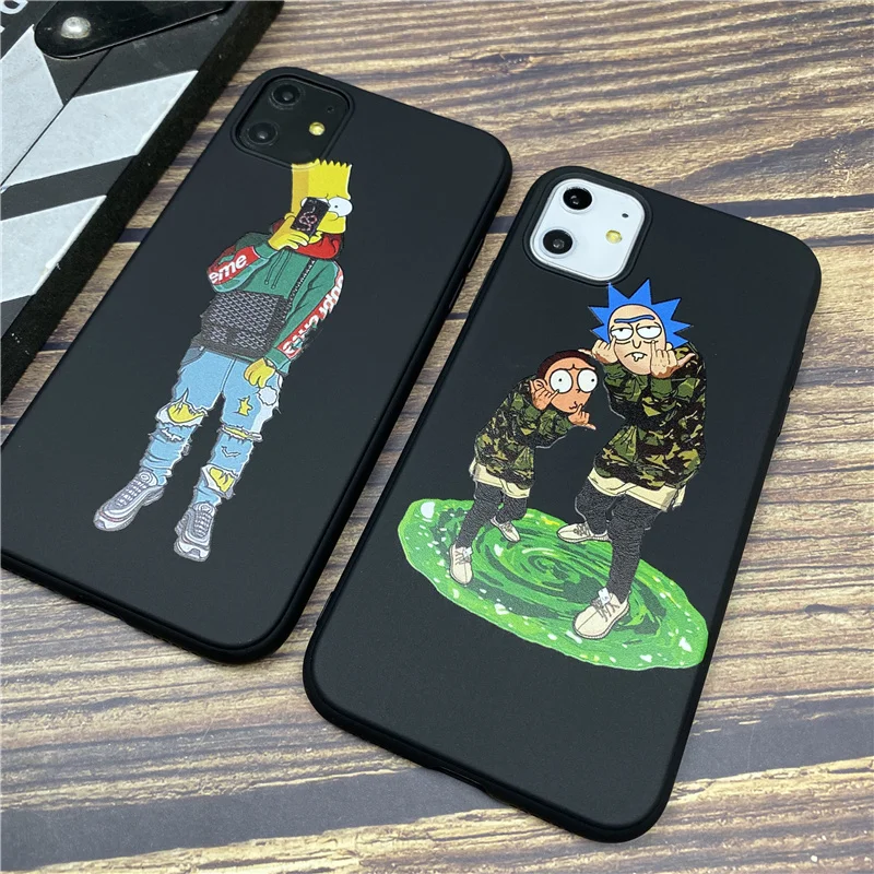 

Camo Cartoon Rick Morty Bart soft case for iphone 11 pro x xs max xr 8 7 6 6s plus silicone phone cover Couple coque fundas capa