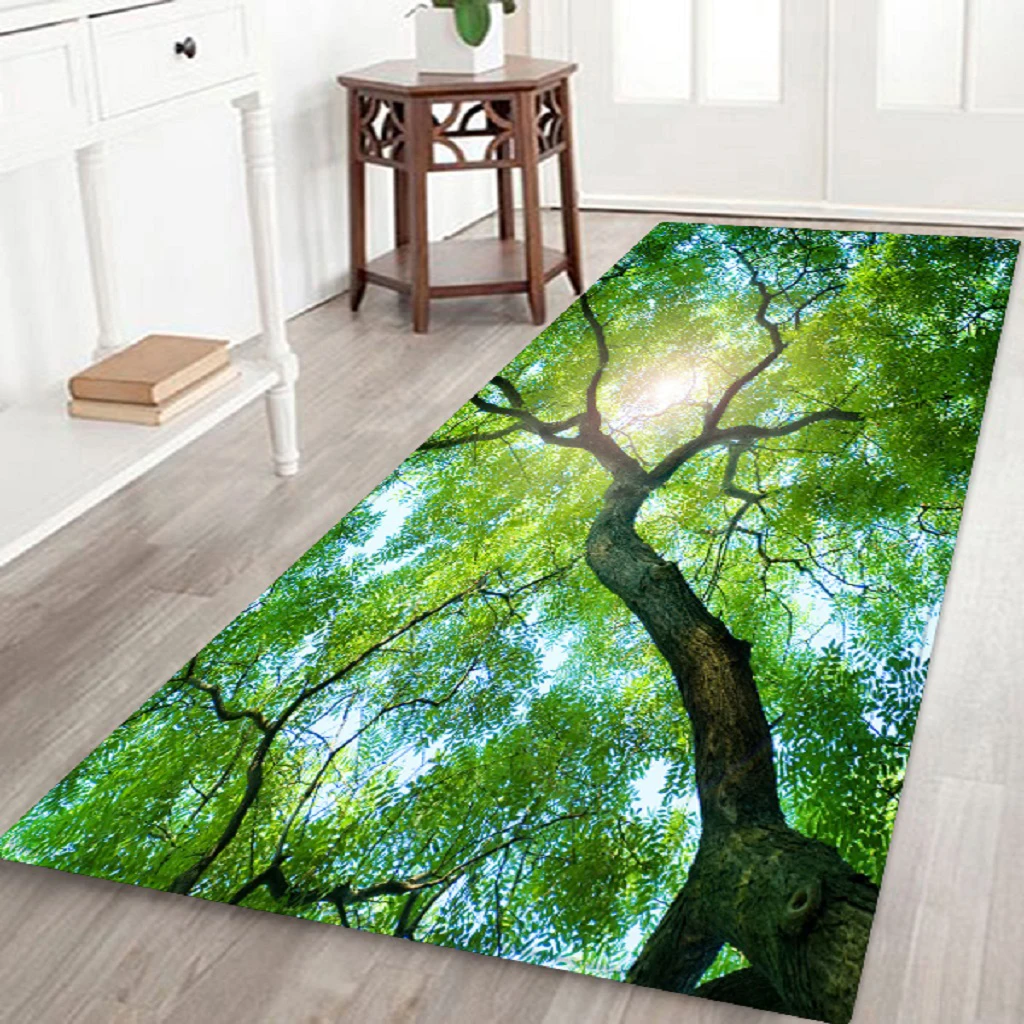 Non-Skid Hallway Runner Rug 3D Photo Printed Bedside Floor Carpet Door Mat 