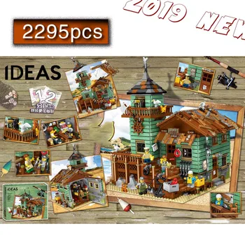 

2295pcs Creative Movie Series Fisherman Hut Old Fishing Shop Assembled lepining Building Blocks Brick Children Toys Gift