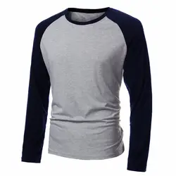 INCERUN/Осенняя мужская футболка с длинными рукавами, Лоскутная модная повседневная бейсбольная Футболка с круглым вырезом, Брендовые