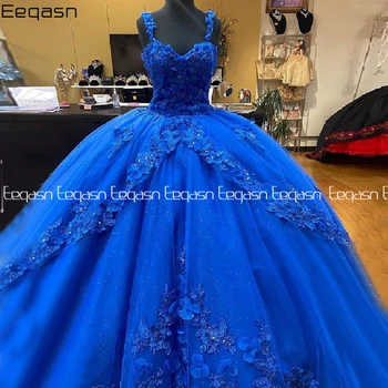 Eeqasn-vestidos de noche azules reales para mujer, vestidos largos de fiesta de noche, apliques de encaje, vestido de gala de celebridad 2021