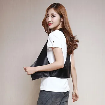 

2020 New Fashion Women Casual Genuine Leather Sleeveless Jacket Punk Boyfriend Vest Female Short Style Waistcoat Outwear Coats