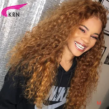 

KRN curly 13x6 Lace Front Middle Ratio 8”-26” Remy Human Hair Wigs pure color 180 density free part for women