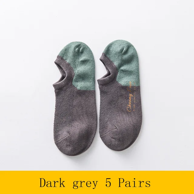 Dark Grey 5 Pairs Подарки для мужчин, носки-башмачки, мужские носки с закрытым носком, невидимые летние носки, тонкие носки, низкие корейские хлопковые носки для отдыха, мужские носки, 5 пар - Цвет: Dark Grey 5 Pairs