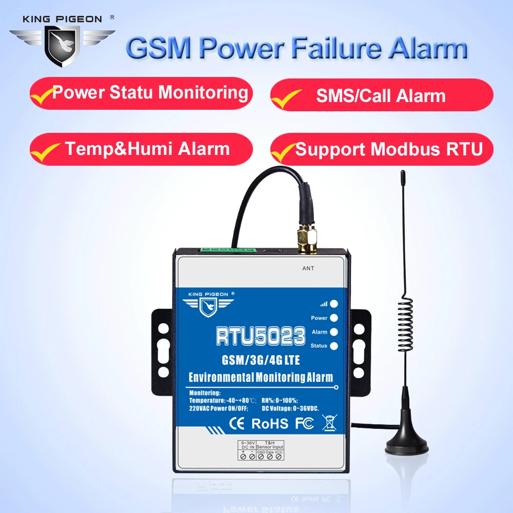 GSM Temperature Humidity Monitor AC/DC Power Lost Alarm Remote Monitor Support Timer Report APP Control RTU5023 GSM 3G 4G