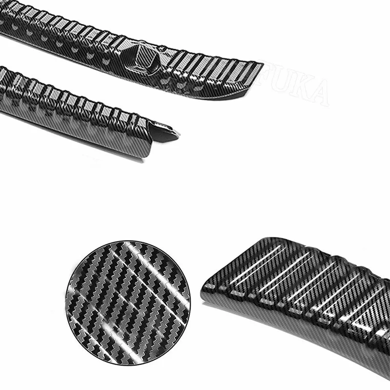 2pcs Carbon Fiber Black Car Guard Protector For Tesla Model 3 Stainless Steel Car Trunk Inner Guard Protector