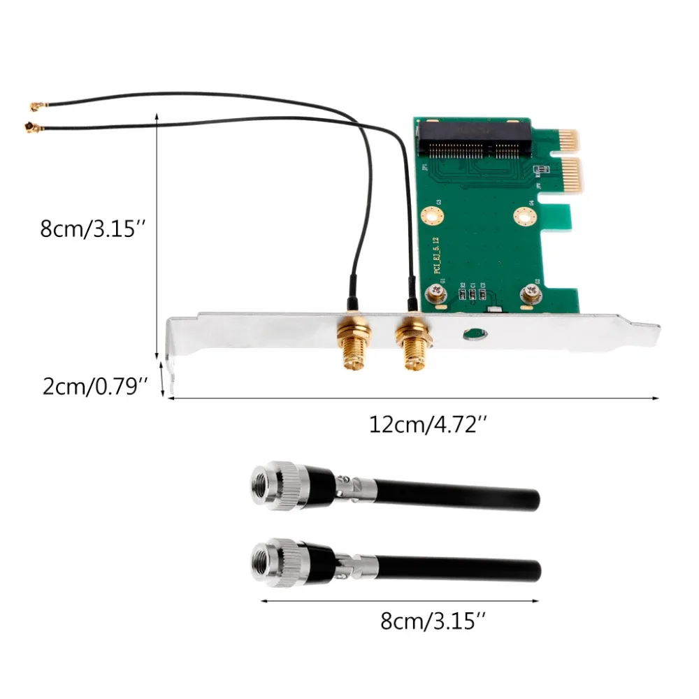 Беспроводной адаптер Wi-Fi Mini PCI-E к PCI-E 1X настольный адаптер+ 2 антенны