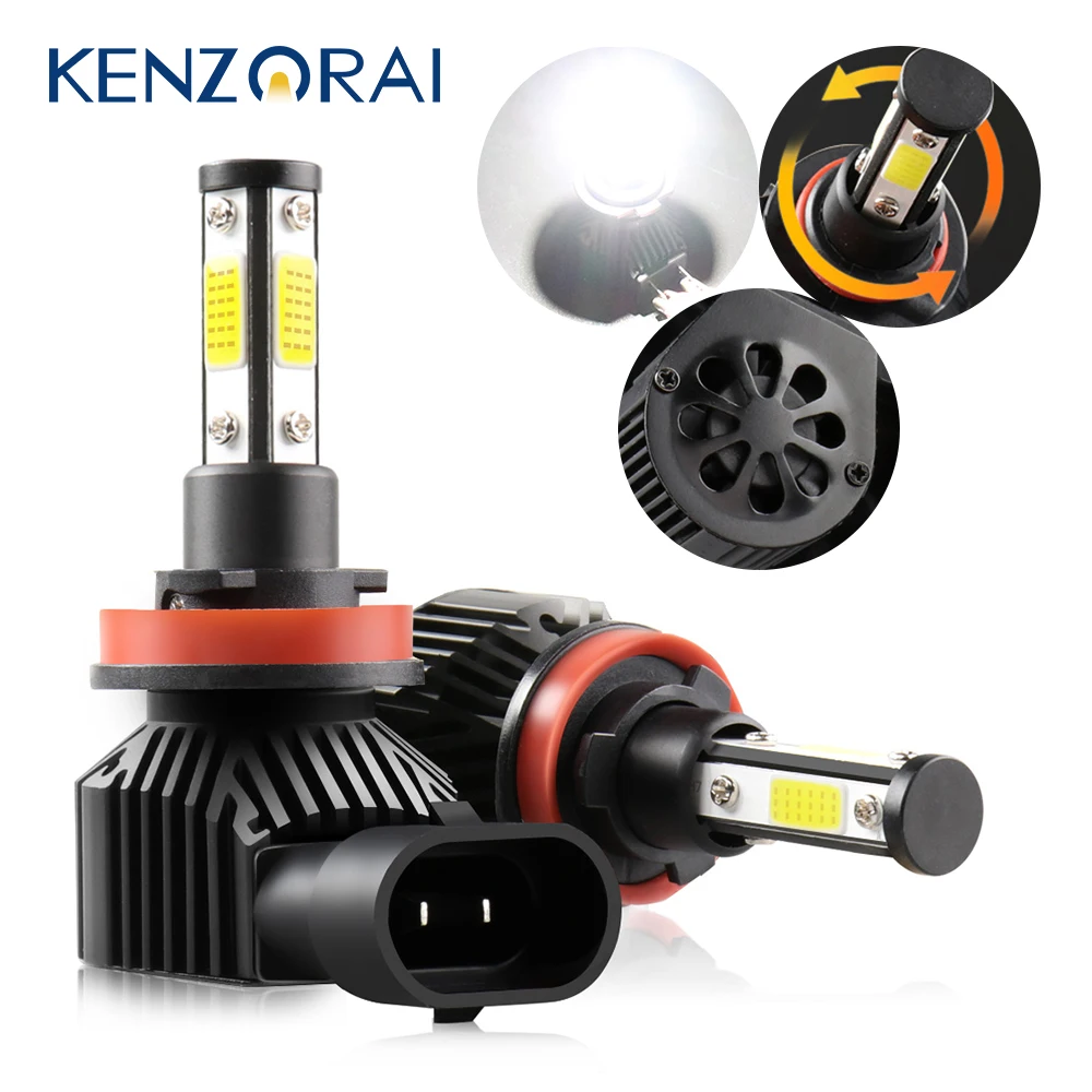 

2pcs 2020 New 4 sides shine 10000LM 50W led chip car headlight bulb h7 h8 h9 h11 9005 hb3 h10 9006 hb4 led light auto lamp bulbs