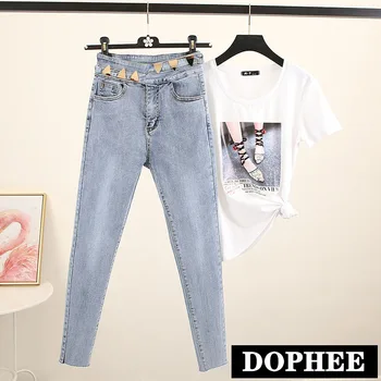

2020 New Spring Irregular Button Stretch High-waisted Skinny Denim Pencil Pants Girl Students Tight-fit Jeans Trousers