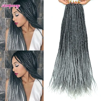 Luoyudu Crochet Braid Hair Extensions Synthetic Box Braiding Hair Ombre Blonde Grey Bug Hook Braids Crochet Hair For Women 1