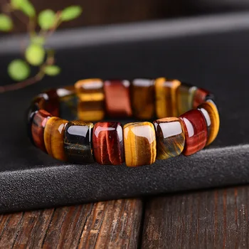 BOEYCJR Colorful Tiger Eyes Natural Stone Beads Bangles & Bracelets Handmade Jewelry Energy Bracelet for Women or Men
