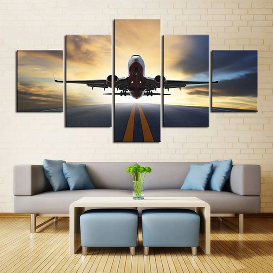 5D Rhinestone Painting Diamonds Embroidery 5 Panel Air Plane Landscape diy Diamond Painting Cross Stitch Diamond Mosaic Kits_副本