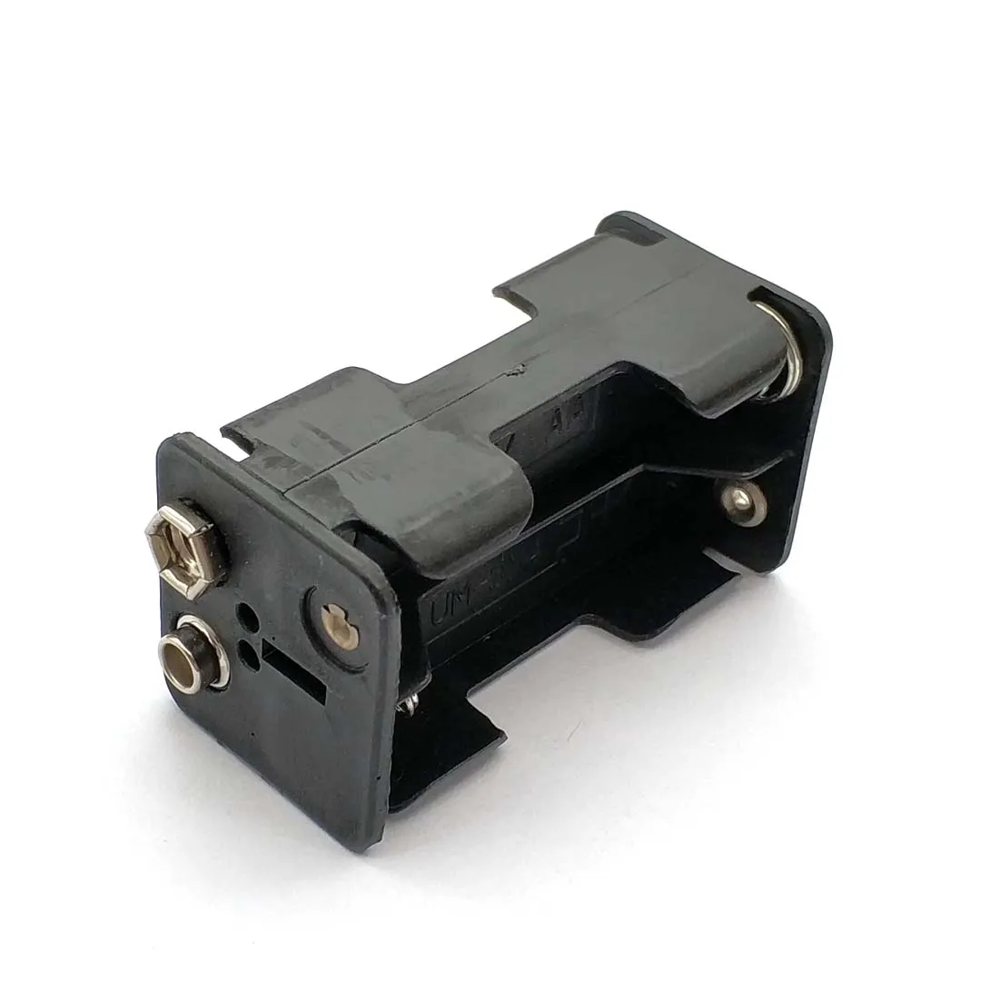 AA Battery Holder 6V for 4 X AA Batteries Black Plastic Storage Box Case Dual Layers with 9V Connector