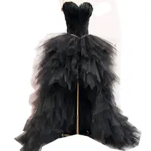 Длинное вечернее платье для выпускного вечера, черное милое вечернее платье с перьями, длинное вечернее платье Abendkleider robe de soiree
