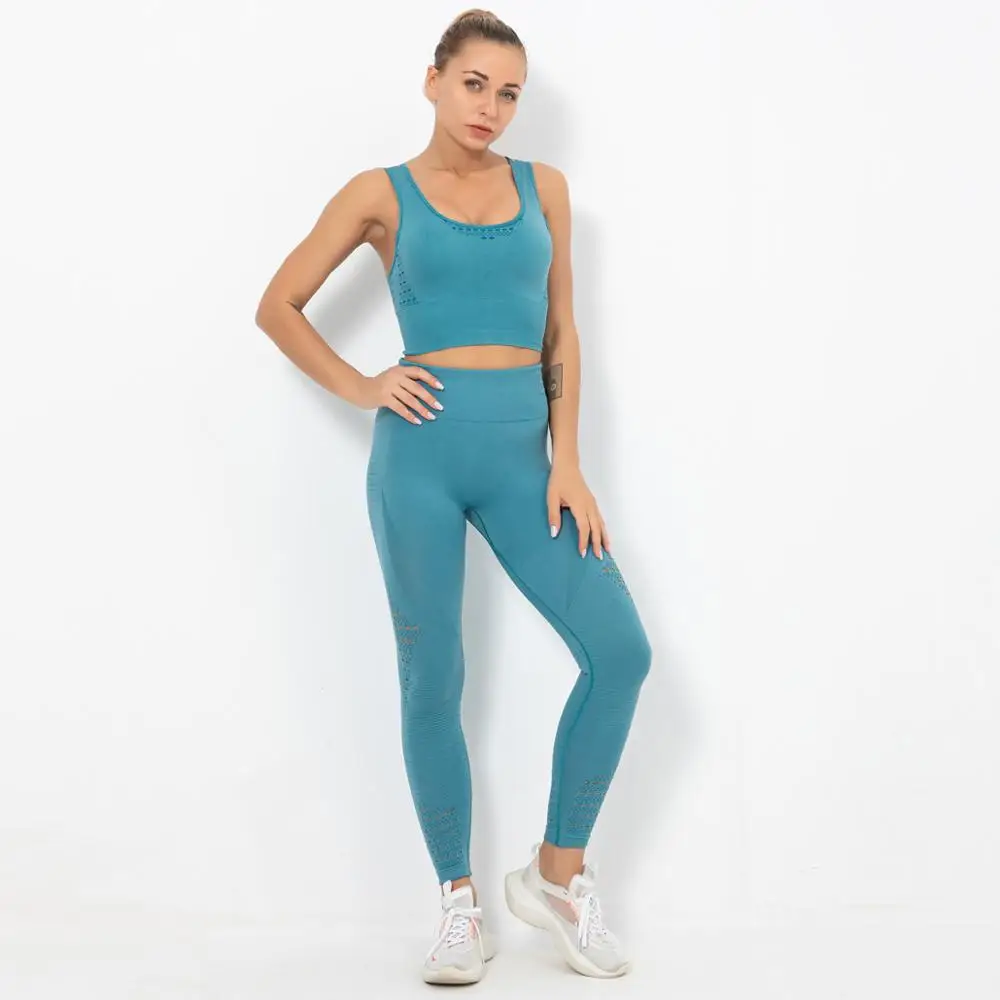 

Women Workout Outfit 2 Pieces Seamless Yoga High Waist Leggings Sports Bra Gym Clothes Set Tracksuit Workout Outfits Activewear