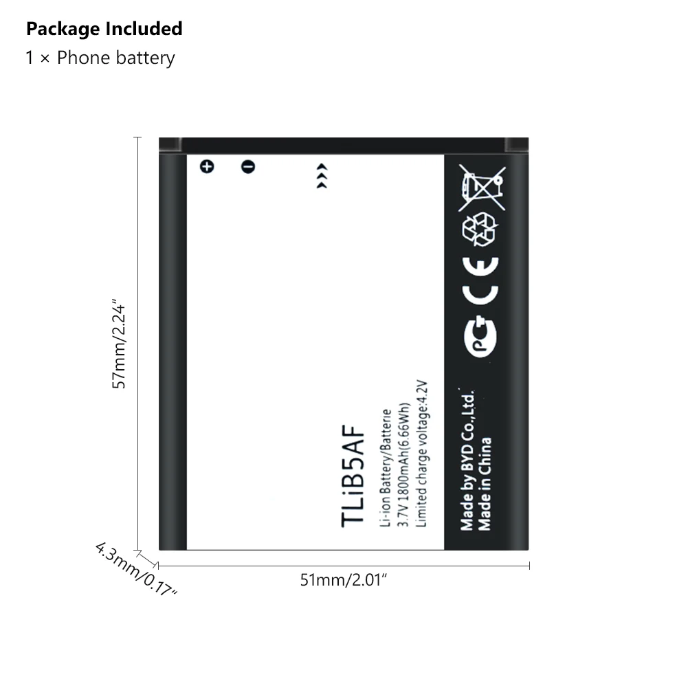 1800mAh 3,7 V перезаряжаемая батарея для мобильного телефона TLiB5AF батарея для Alcatel One Touch Pop C5 OT 5036D 5035D 5037 5037A OT997d - Цвет: 1 pcs