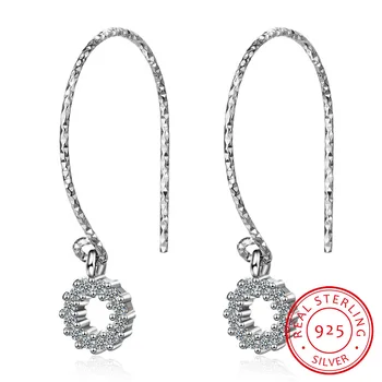 

925 Sterling Silver Round Circle Dazzling CZ Round Drop Earrings for Women Sterling Silver Jewelry Bijoux Gift
