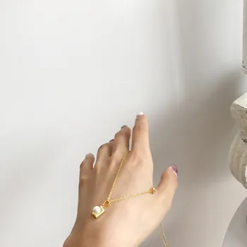 

18K Gold 100% Authentic 925 Sterling silver Pearl On the Square Geometric Pendant Choker Necklace FINE Jewelry TLX796