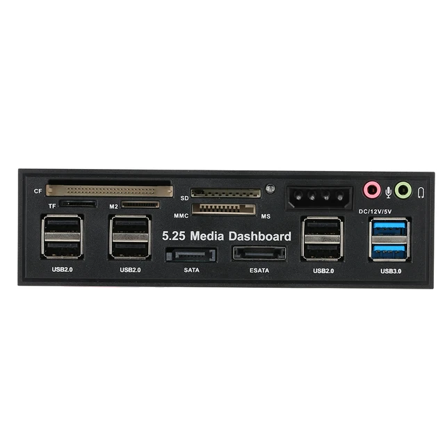 Multi-Function USB 3.0 Hub eSATA SATA Port Internal Card Reader PC Dashboard Media Front Panel Audio for SD MS CF TF M2 3
