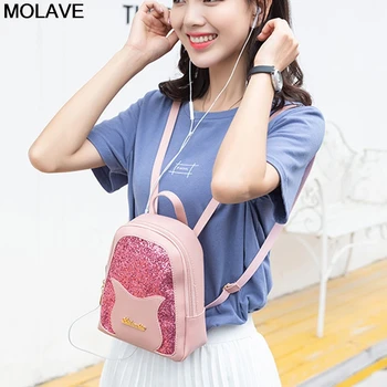 

MOLAVE Backpack Female Backpack Women Fashion Ladies Shoulders Small Femal Backpack Letter Purse Mobile Phone Bag bolsa feminina