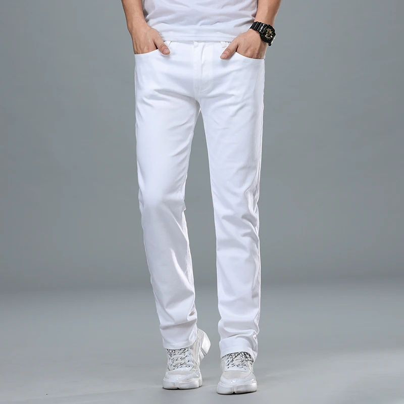 Pantaloni di Jeans bianchi uomo Jeans larghi pantaloni Slim Fit classico  Jean Homme Spijkerbroeken Heren Biker moda morbida di alta qualità|Jeans| -  AliExpress
