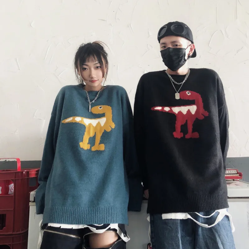 Winter Sweater Men's Warm Fashion Cartoon Print Casual Knit Sweater Man Sweter Lothes Wild Loose Long-sleeved Pullover Men