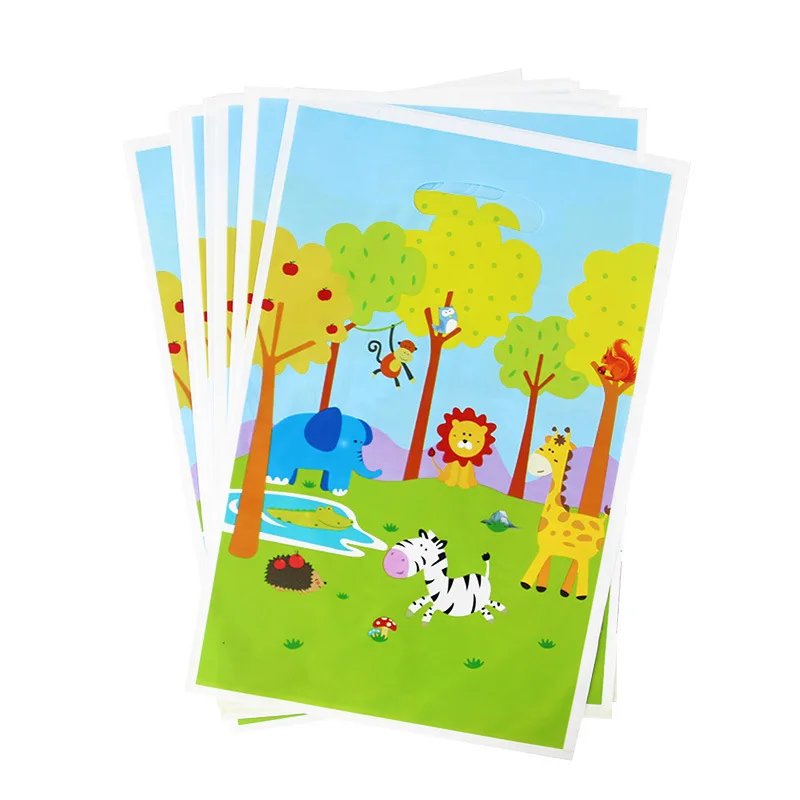 gift bag 10pcs Животный лес тема Вымпел для вечеринки баннер с надписью торт Топпер тарелки шляпа ребенок день рождения украшение одноразовая посуда - Цвет: gift bag 10pcs