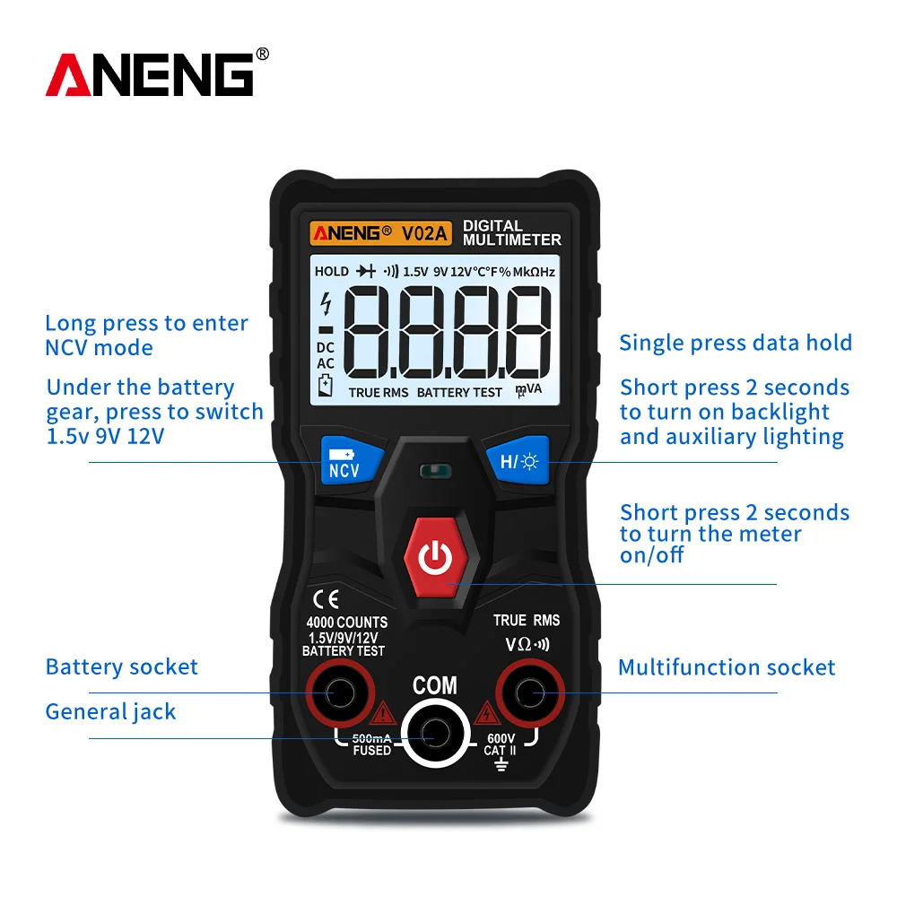 ANENG V02A  Measurement Digital Multimeter counts digital multimeter profesional capacitor tester esr meter richmeters testers