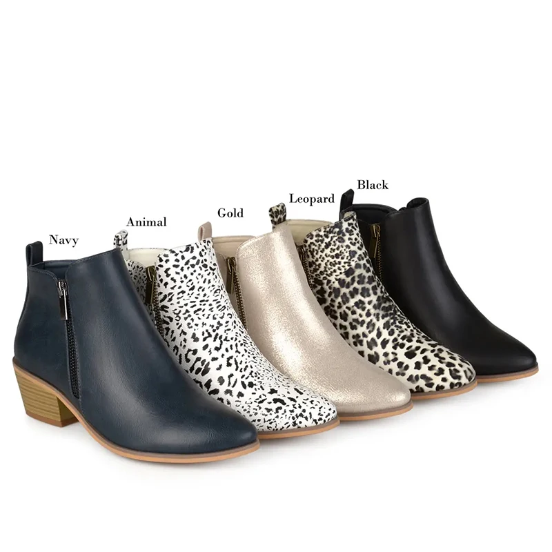 MCCKLE/осенние женские ботильоны; женская обувь леопардовой расцветки; женская модная обувь из искусственной кожи на молнии на среднем каблуке и платформе