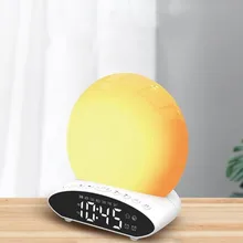 Proyección Digital LED reloj con luz de noche 7 simulación de sueño colorido amanecer y atardecer despertador fecha FM Radio música despertador