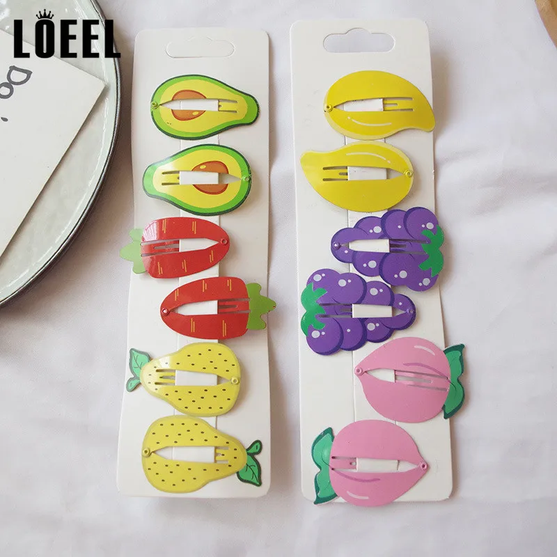 New Kids Hair Accessories 2-6Pcs/Set Painted Printing Fruit Hair Clips Headwear Set Cute Avocado Hairpins Headdress For Girls