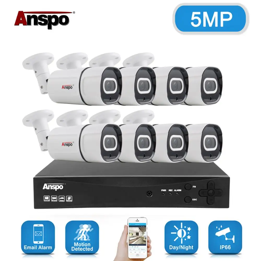 - 8CH 5MP Audio Record DVR Security Camera System Kit AHD Camera IR Outdoor Waterproof CCTV Video Surveillance DVR Set
