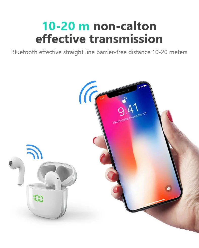 TWS Bluetooth Earphones Wireless Headphones Battery Display 9D Stereo 5.0 Earbuds Microphone Headsets For Iphone Xiaomi Huawei