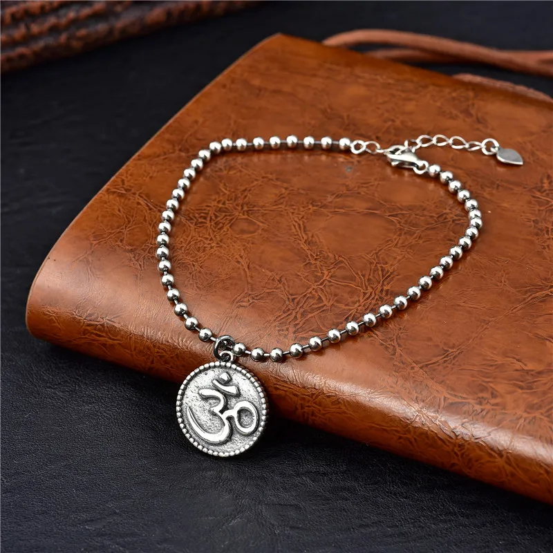 

Korean version 100% sterling silver S925 Thai silver seeking Buddha pendant ladies bracelet prata925 fashion jewelry