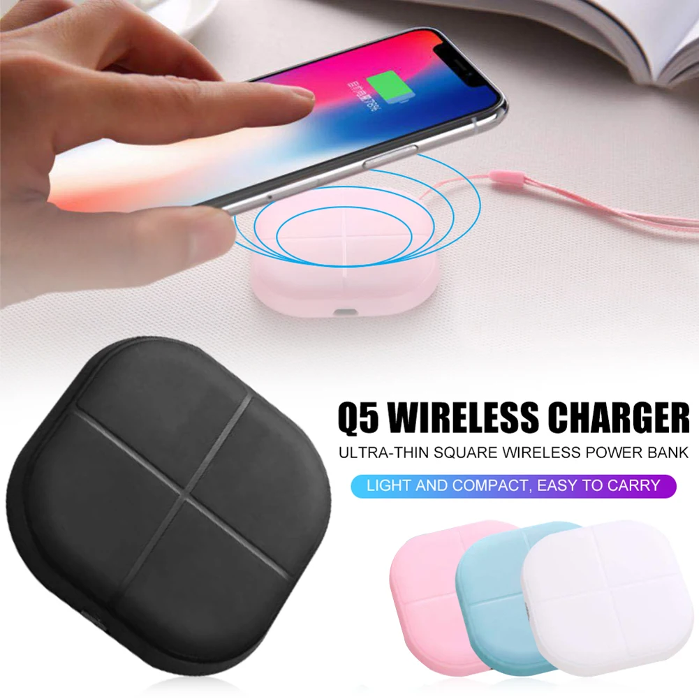 

Mini Square QI Wireless Charger for Samsung S10 Note 10 8 9 Plus Portable Power Bank Fast Charging for iPhone 11 Pro Max X XS XR