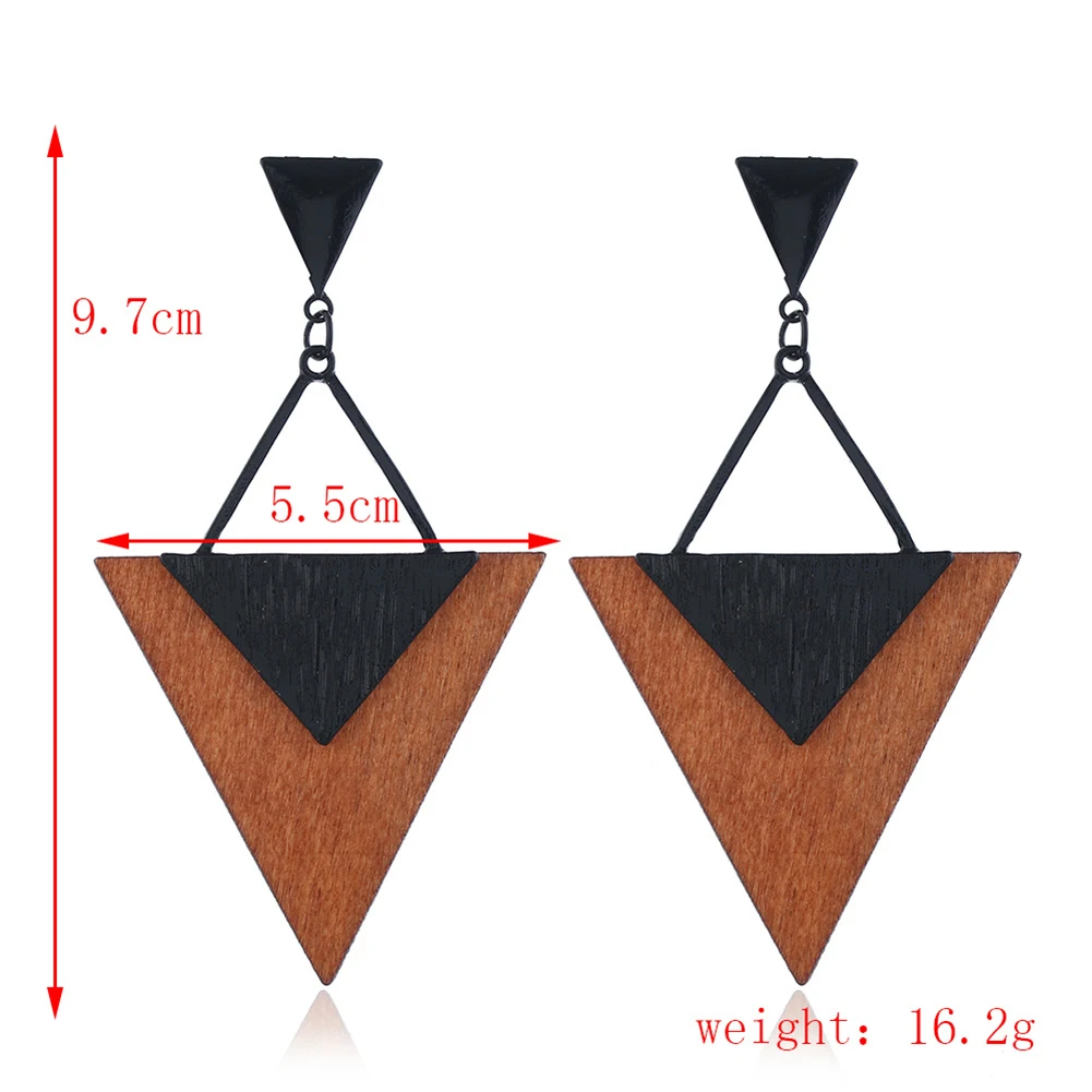 Cring Coco Women's Jewelry Accessories Pattern Wood Earrings Boho Geometric Brown Wooden Drop Earring for Women 2022 Fashion Mom - Image 2