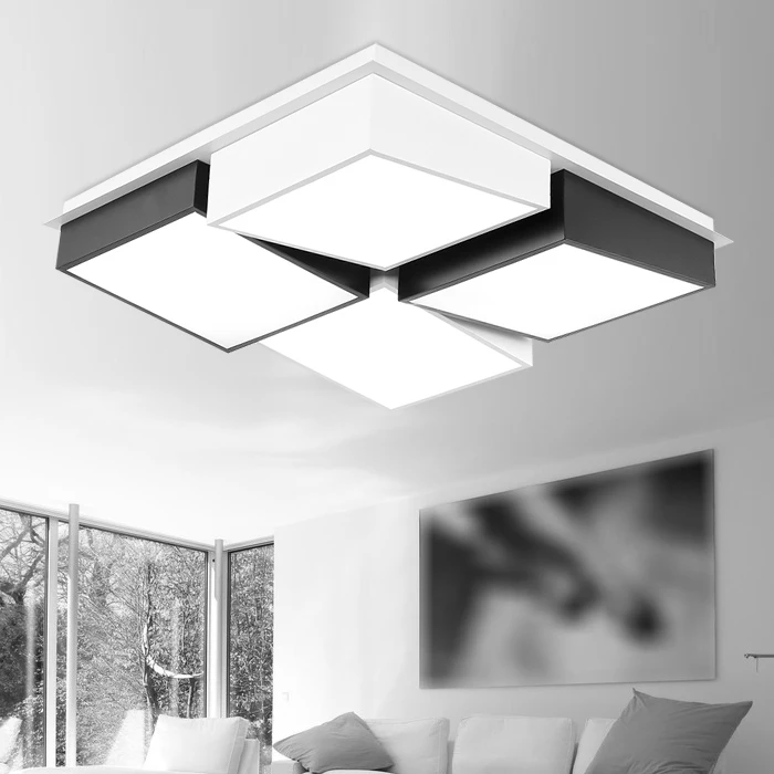 

Modern Simple Led Acrylic ceiling lights Geometry rectangle White/Black Color for living room bedroom home Light Fixture
