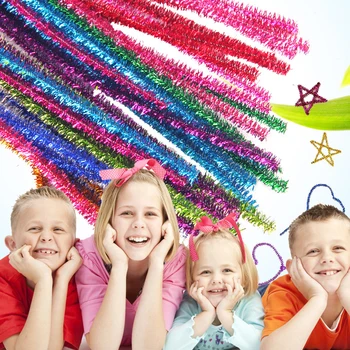 

100pcs Glitter Chenille Stems Crafts Pipe Cleaners for Christmas Decorations DIY Handmade Project Supplies Random Colors