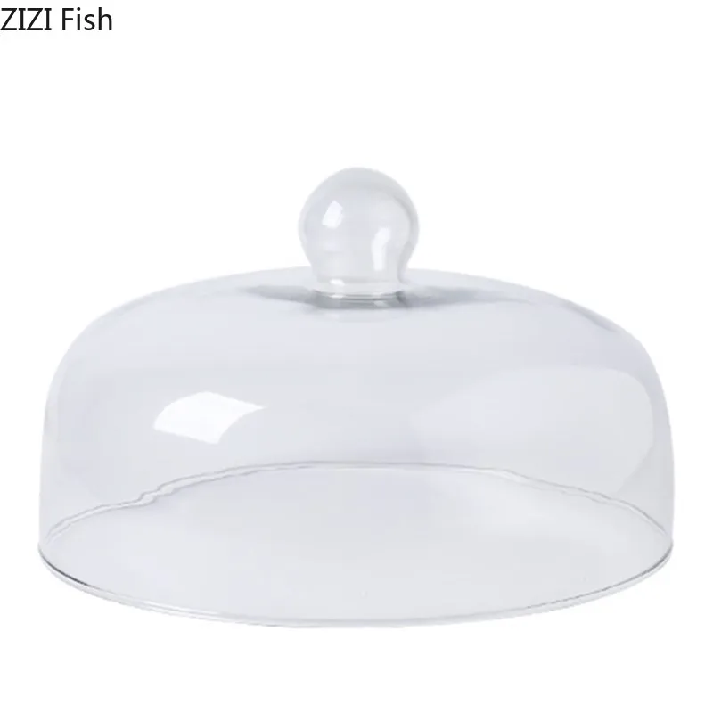 1Pcs Transparent Round Glass Cover Dustproof Restaurant Hotel Fresh Food Cake Cover Chinese Style Durable Food Protective
