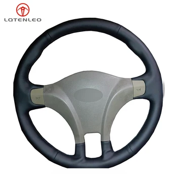 

LQTENLEO Black Artificial Leather DIY Hand-stitched Car Steering Wheel Cover For Chery Tiggo 2007-2010 QQ3 2006-2012 A1 2011