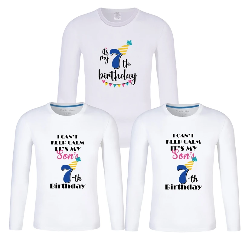 Одинаковые рубашки для всей семьи для мамы, папы и детей детская белая футболка одежда с длинными рукавами для мальчиков на день рождения индивидуальный наряд для первого дня рождения для мальчиков - Цвет: WH-07