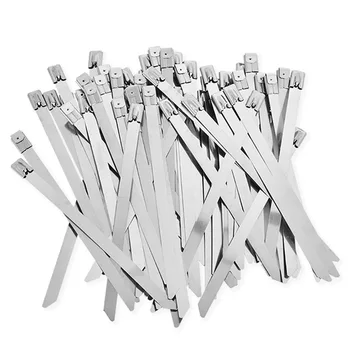 

100Pcs Stainless Steel Cable Ties 4.6MM×200 Metal Harness Zip Tie Wrap Exhaust Heat Straps Induction Pipe Boat 4.6×150 400 500