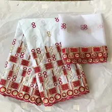 WX! белый цвет вышивка Базен riche с тюлем кружевная ткань африканская ткань Базен для женщин платье! J102958