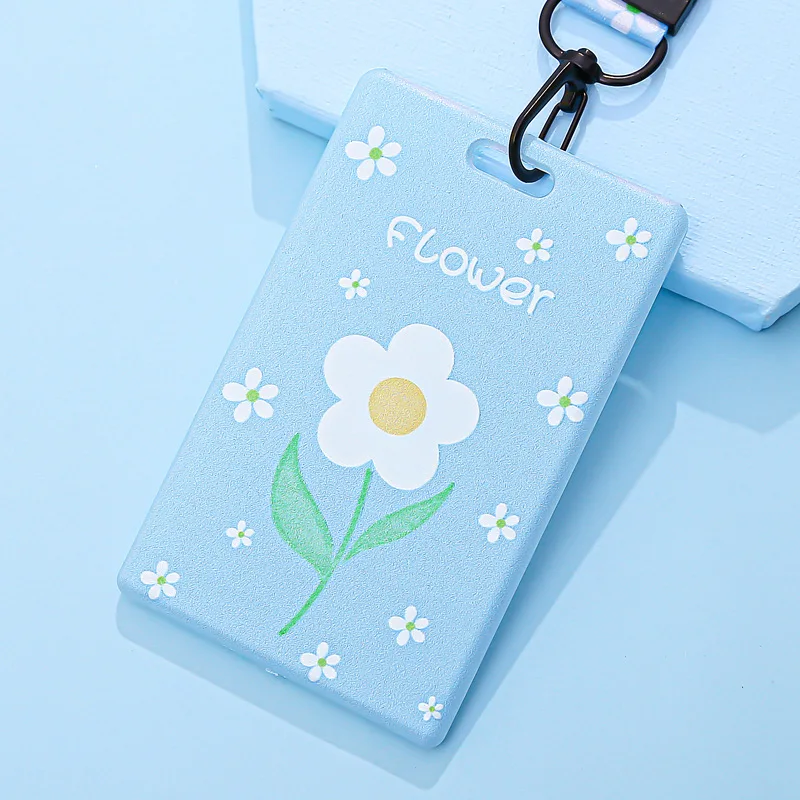 flower card holder Модный подвесной акриловый держатель для карт, студенческий мультяшный подвесной шейный Чехол для мобильного телефона, бизнес, рабочий значок, чехол для ID карты - Цвет: flower card holder