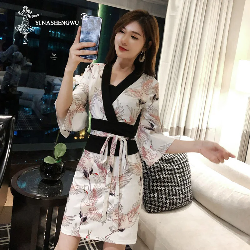 Japanese Silk Robe Kimono Asian Sexy Cosplay Costume Geisha Dress Temptation Female Traditional Japanese Kimono Yukata Kimono