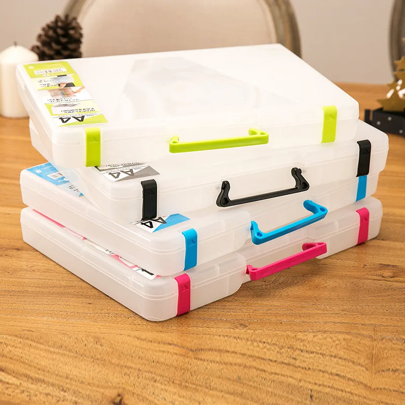Creative Multi Function Transparent A4 File Box Portable Plastic Large 