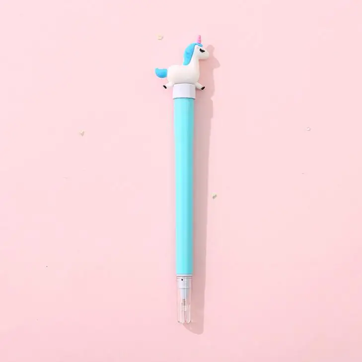 1 шт. 0,5 мм Kawaii Мультфильм Единорог кролик освещение черные чернила гель детская ручка подарок школьные офисные канцелярские принадлежности - Цвет: unicorn bue 2