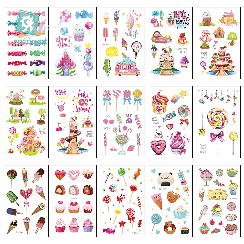 

Rocooart 15Pcs Sweet and Colorful Castel Tattoo Sticker Cartoon Tatuajes Temporary Fake Tatoo for Boys Girls Body Art Tatouage