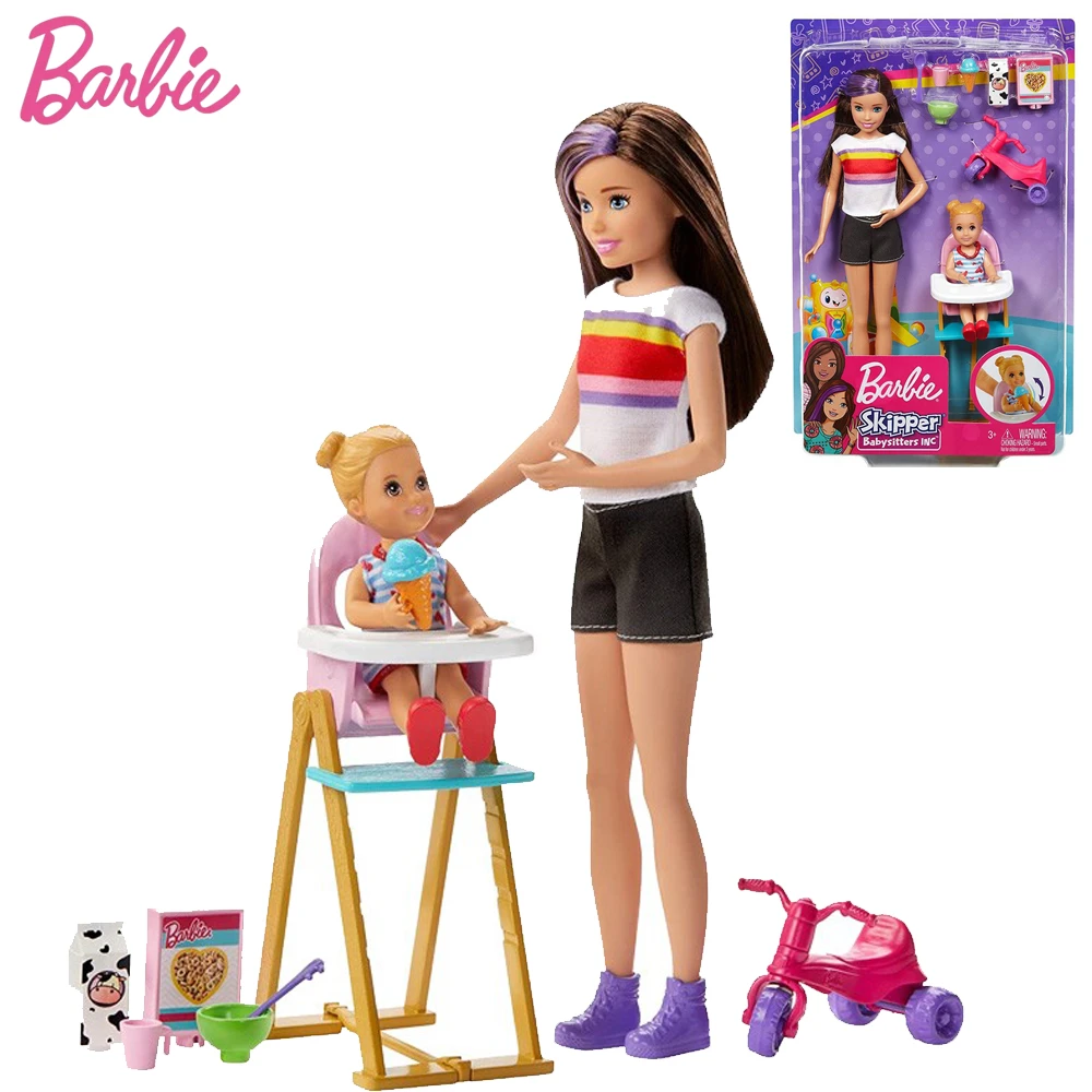 diamant Carry Verleiding Barbie Original Barbie Babysitting Playset Feeding Playset With Skipper  Doll Baby Doll Toy For Girl Birthday Gift Ghv87 Fxh05 - Dolls - AliExpress