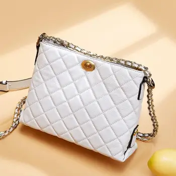 

FoxTail & Lily Winter New Ladies Genuine Leather Chain Crossbody Bag Women Soft Cow Leather Shoulder Messenger Bags High Quality